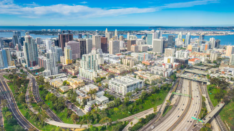 San Diego coastline and residential neighborhoods