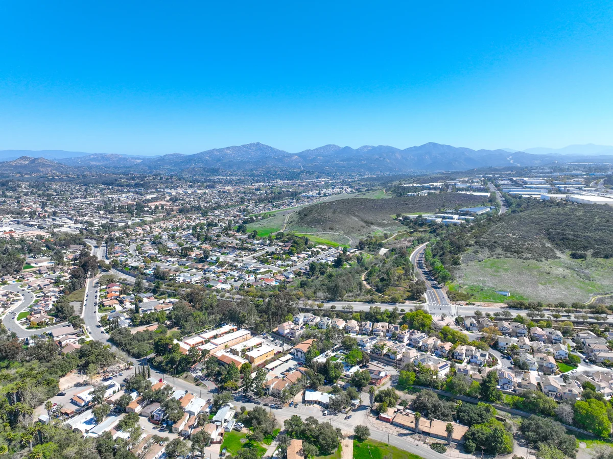 Homes and hills in the Poway and Scripps area of San Diego County